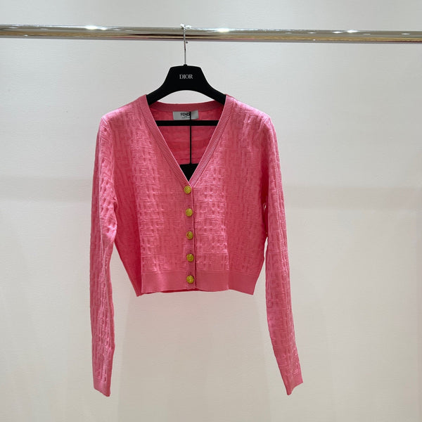 Fendi Letter Jacquard Viscose V-neck Long-Sleeved Cardigan
