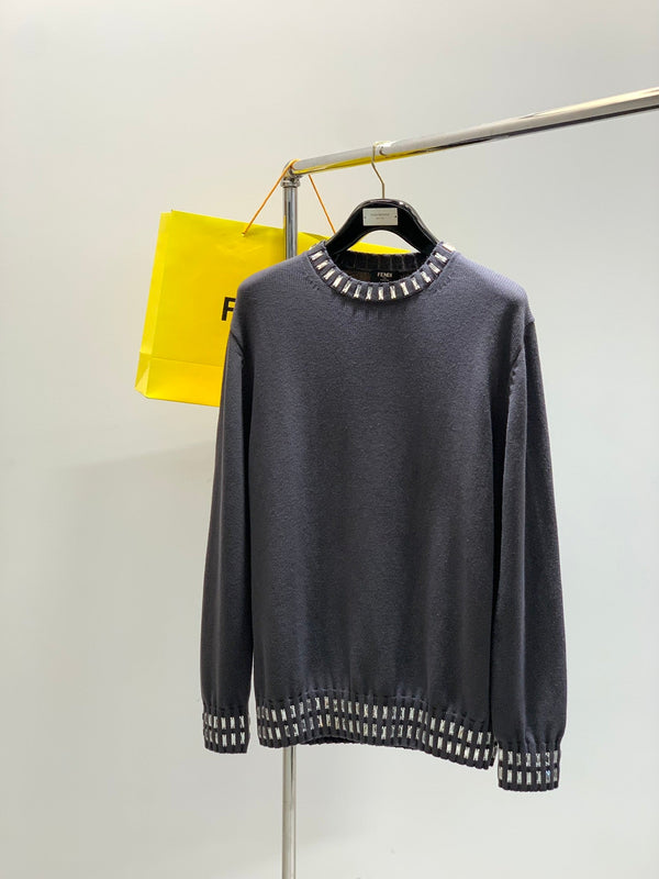 Fendi 25 Lazy-Style Crewneck Sweater Dark Brown Cotton