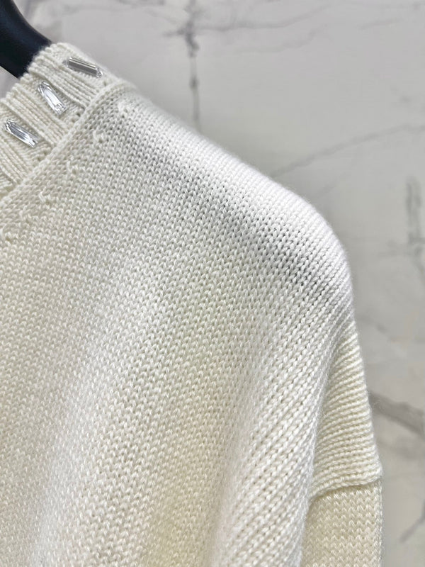 Fendi 25 Lazy-Style Crewneck Sweater White Cotton