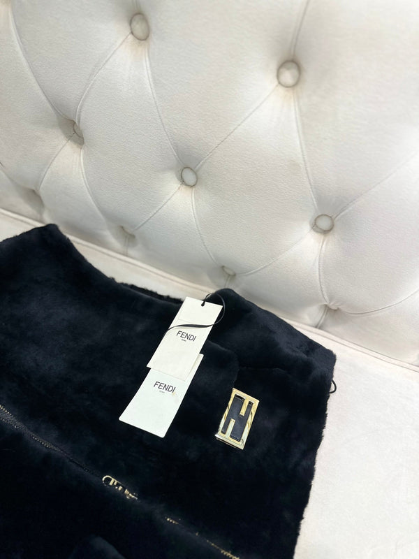 Fendi 25AW Merino Shearling Black Vest
