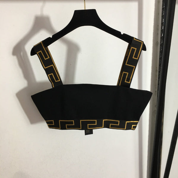 Versace Metal-Embellished Tube-Top Camisole and High-Waisted Pleated Skirt Set