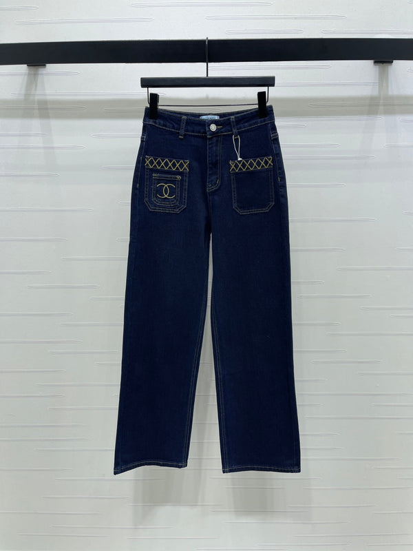 CC 25 Pocket-embroidered Double Cs high-waisted straight-leg jeans