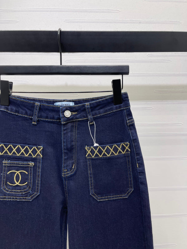 CC 25 Pocket-embroidered Double Cs high-waisted straight-leg jeans