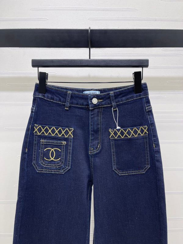 CC 25 Pocket-embroidered Double Cs high-waisted straight-leg jeans