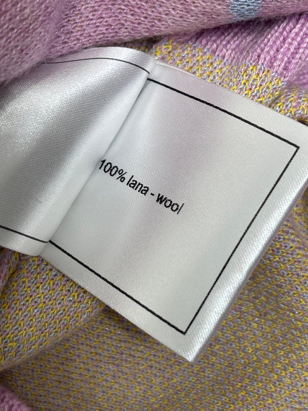 CC 25 Jacquard Long-Sleeved Pullover Sweater Pink Wool