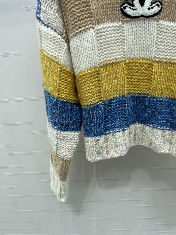 CC 25 Striped Long-Sleeved Pullover Sweater Blue Wool