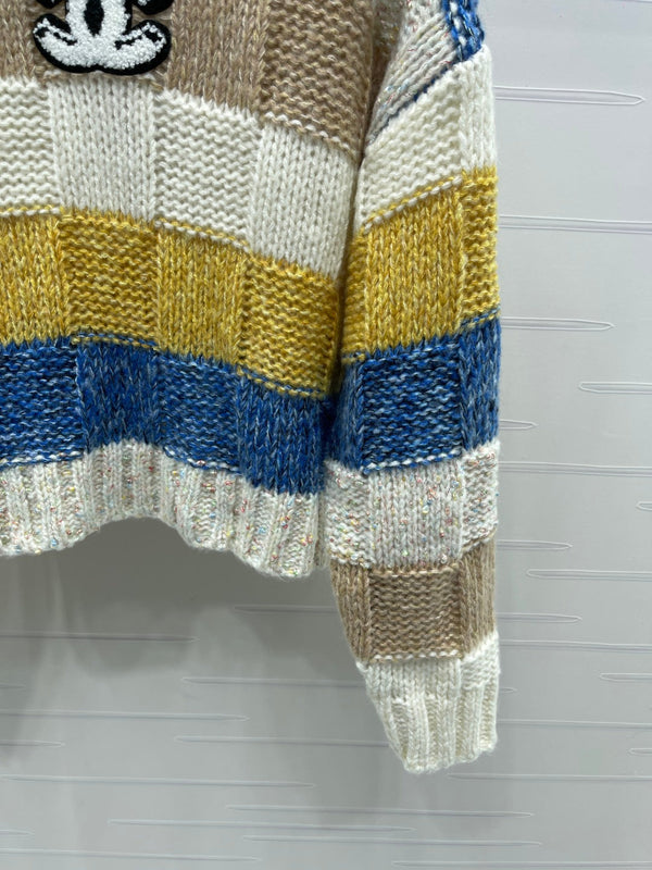 CC 25 Striped Long-Sleeved Pullover Sweater Blue Wool