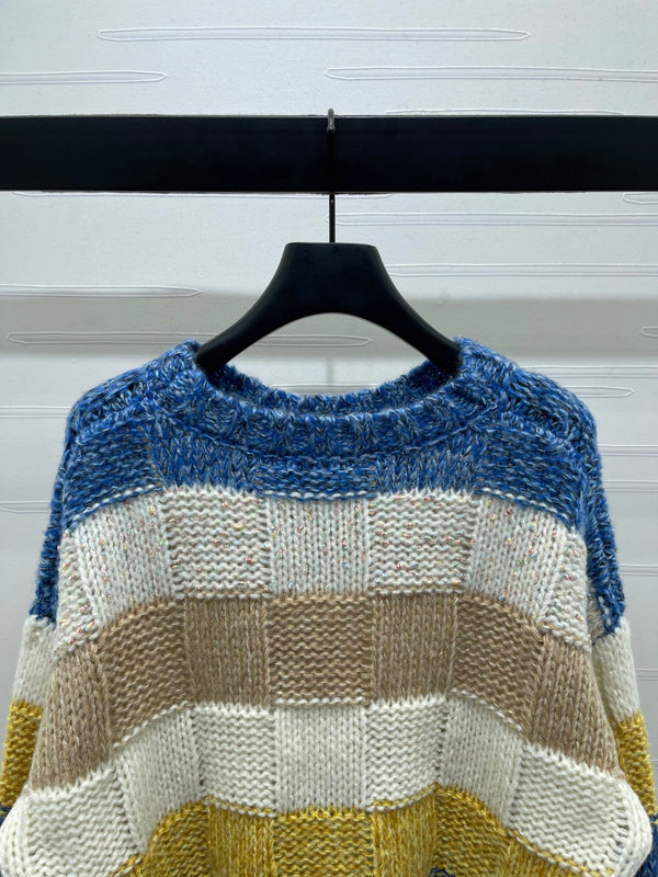 CC 25 Striped Long-Sleeved Pullover Sweater Blue Wool