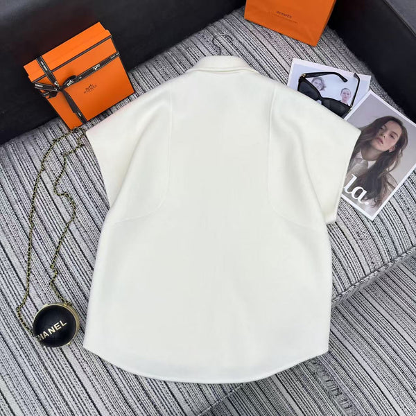 HM mid-length double-faced cashmere lapel white vest