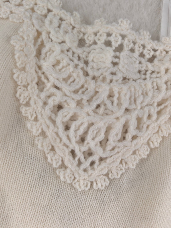 CC Small Crochet Flower Hollow Cream Alpaca Sling