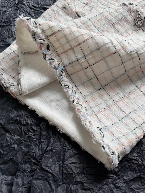 CC 25S Tweed Woven White Vest Dress