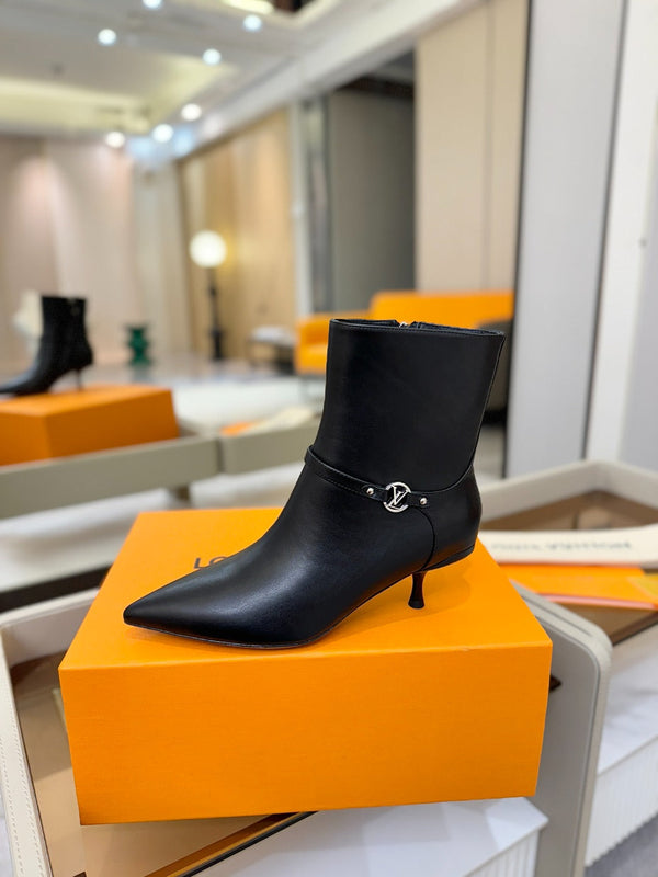 LV 6AM Ankle Boots 55mm Heel Black Calfskin 504810