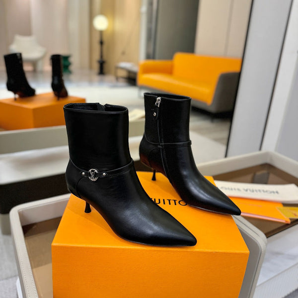 LV 6AM Ankle Boots 55mm Heel Black Calfskin 504810