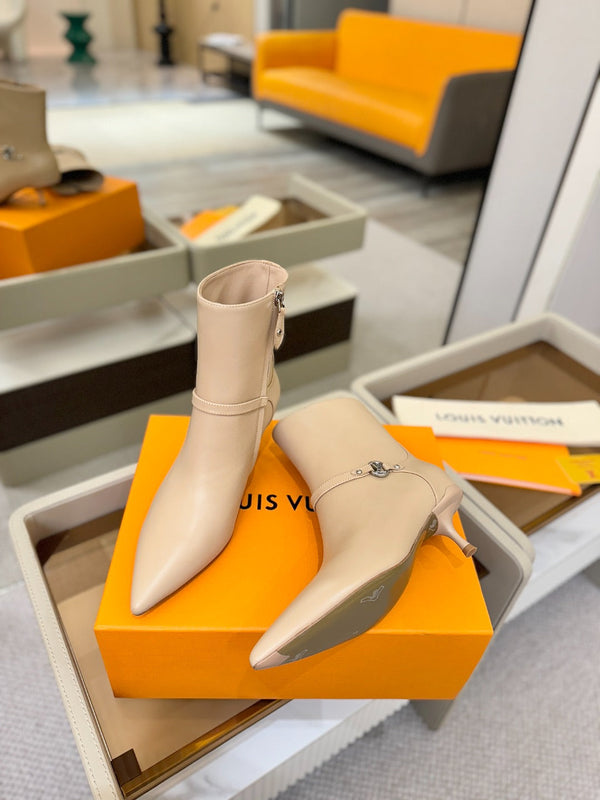 LV 6AM Ankle Boots 55mm Heel Cream Calfskin 504809