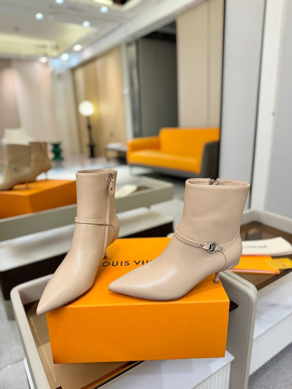 LV 6AM Ankle Boots 55mm Heel Cream Calfskin 504809