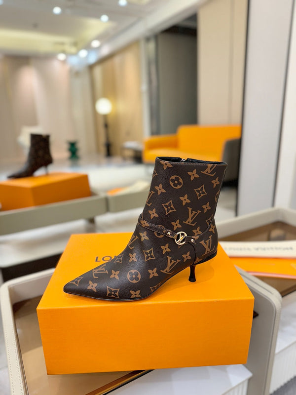 LV 6AM Ankle Boots 55mm Heel Brown Monogram 504808