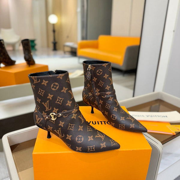 LV 6AM Ankle Boots 55mm Heel Brown Monogram 504808