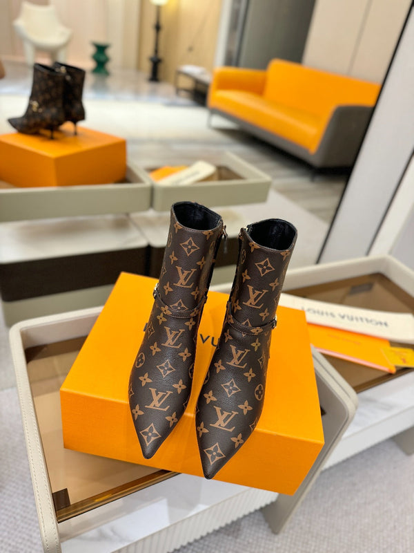 LV 6AM Ankle Boots 55mm Heel Brown Monogram 504808