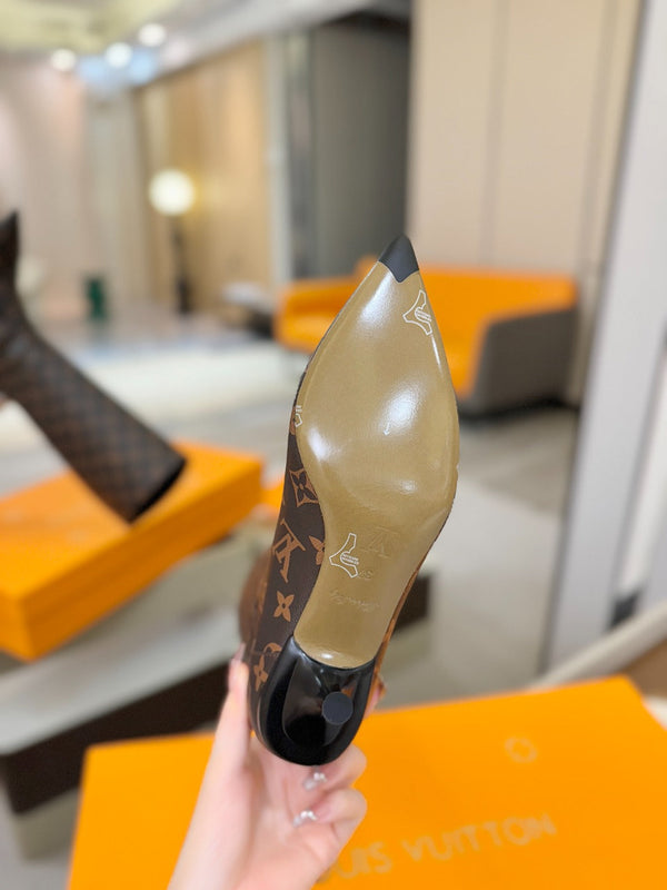 LV 6AM High Boots 55mm Heel Brown Monogram 504804