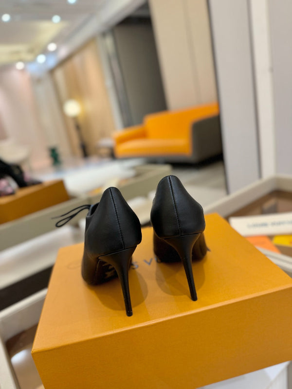 LV Ankle Boot 90mm Black Calfskin Mix Cherry Blossom Monogram 504791