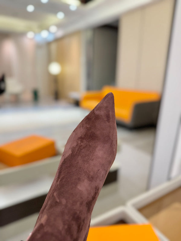 LV Legacy Ankle Boot 80mm Chocolate Brown Suede 504779