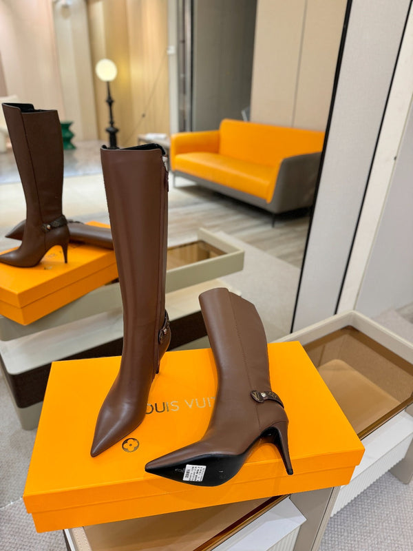LV Legacy High Boot 90mm Chocolate Brown Calfskin 504737