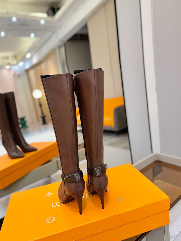 LV Legacy High Boot 90mm Chocolate Brown Calfskin 504737
