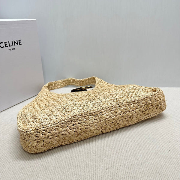 Celin CABAS TRIANGLE Grass Raffia Woven Handbag 126451