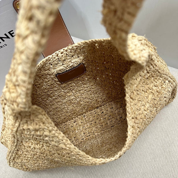 Celin CABAS TRIANGLE Grass Raffia Woven Handbag 126451