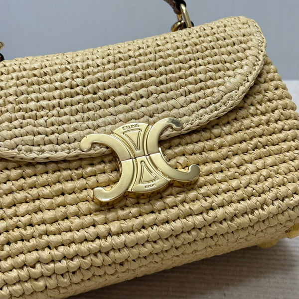 Celin Teen Nino Triumphal Arch Raffia Woven Handbag 128751