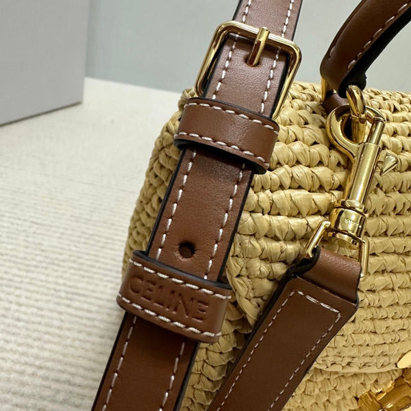 Celin Teen Nino Triumphal Arch Raffia Woven Handbag 128751