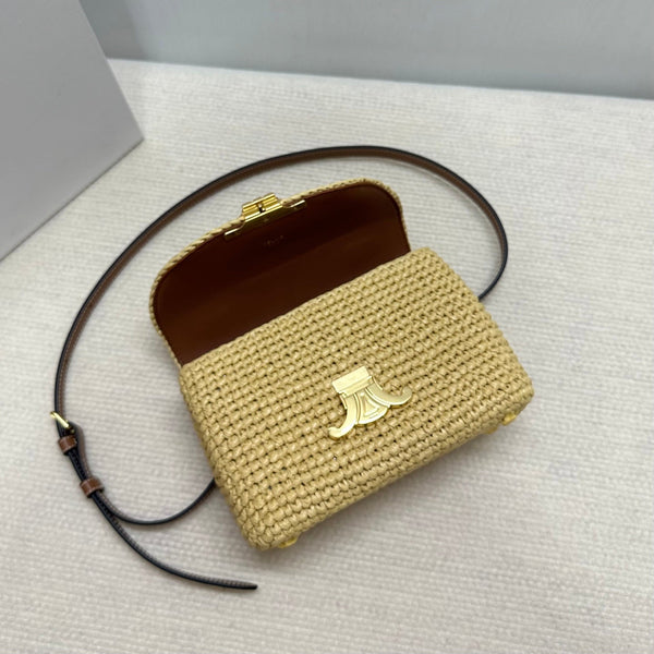 Celin Teen Nino Triumphal Arch Raffia Woven Handbag 128751