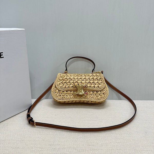 Celin Teen Lola Small Raffia Woven Handbag 129136