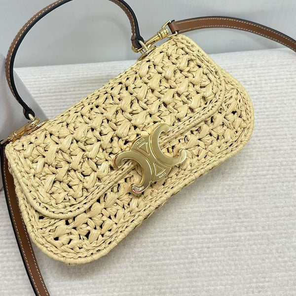 Celin Teen Lola Small Raffia Woven Handbag 129136