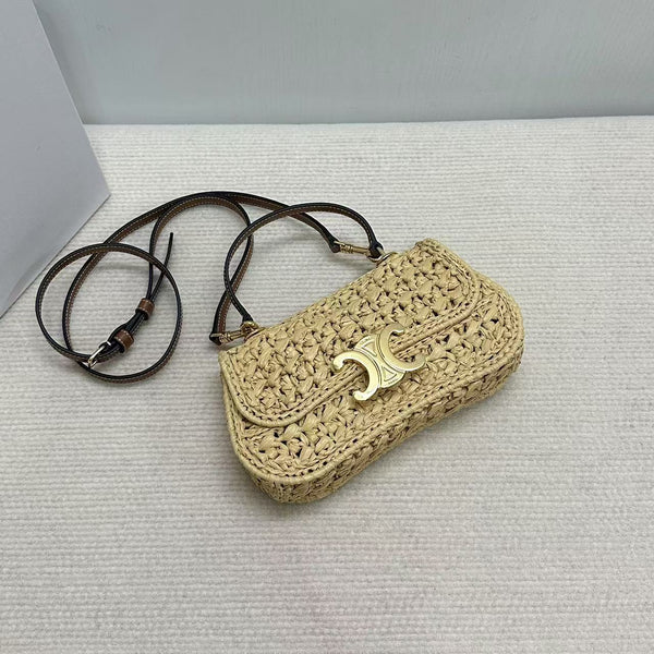 Celin Teen Lola Small Raffia Woven Handbag 129136
