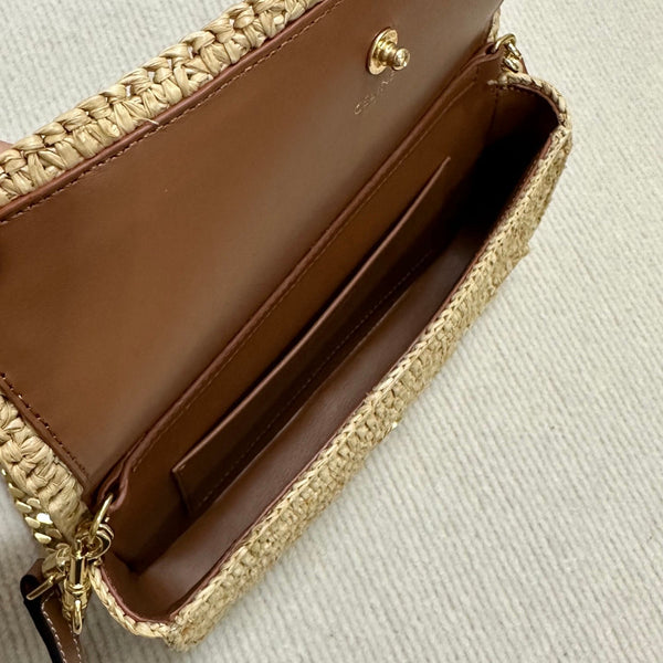 Celin Multi Pochette Pocket Raffia Woven Bag 126556