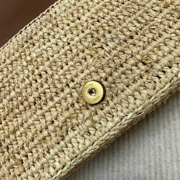 Celin Multi Pochette Pocket Raffia Woven Bag 126556