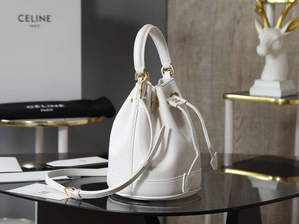 Celin Teen Clara Bag White Grained Calfskin 131627