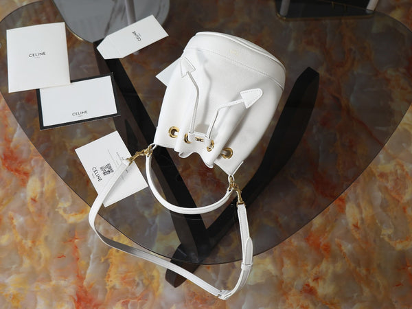 Celin Teen Clara Bag White Grained Calfskin 131627