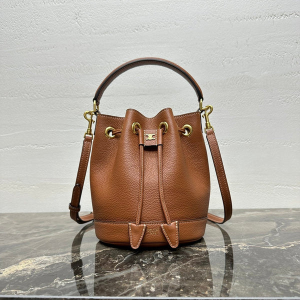 Celin Teen Clara Bag Brown Grained Calfskin 131626