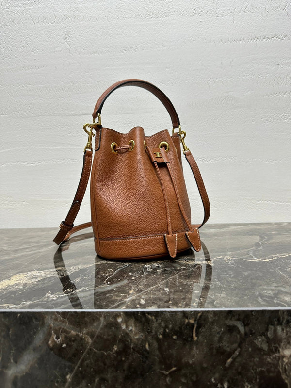 Celin Teen Clara Bag Brown Grained Calfskin 131626