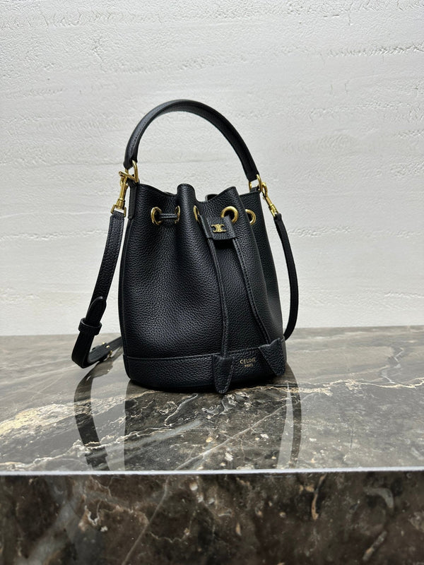 Celin Teen Clara Bag Black Grained Calfskin 131625