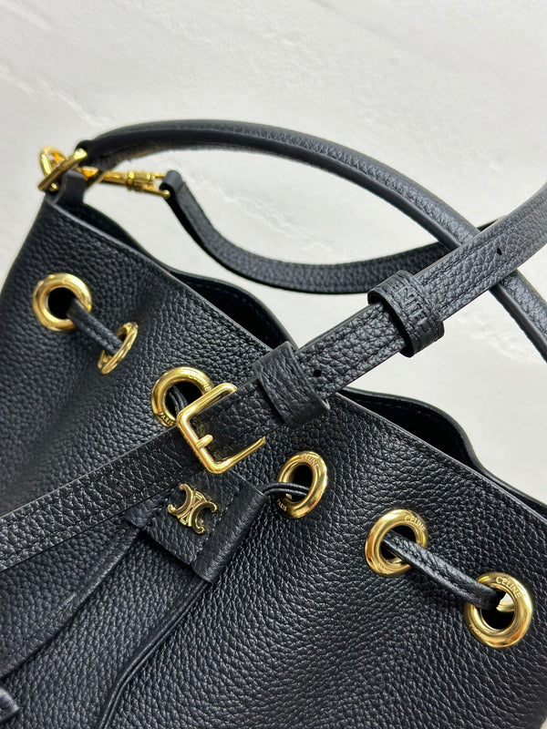 Celin Teen Clara Bag Black Grained Calfskin 131625