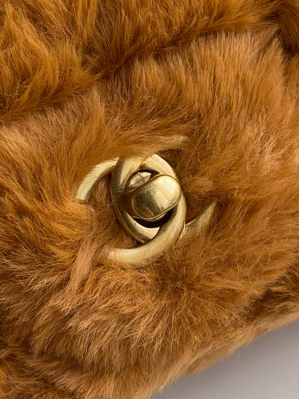 Mini CF 25 Flap Bag Brown Shearling