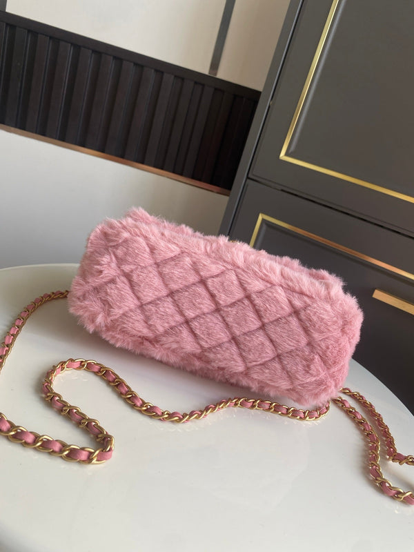 Mini CF 25 Flap Bag Pink Shearling