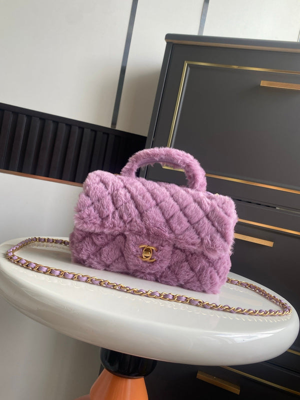 Mini CF 25 Flap Bag Purple Shearling