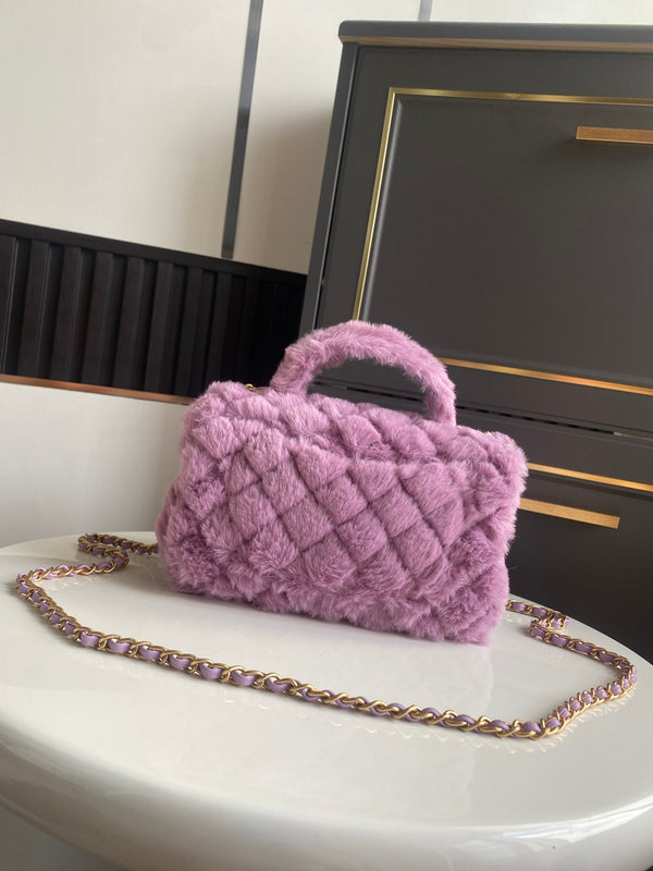 Mini CF 25 Flap Bag Purple Shearling