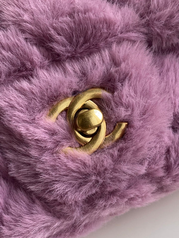 Mini CF 25 Flap Bag Purple Shearling