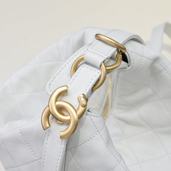CC 25S Hobo Bag Runway Style Backpack in White Cowhide