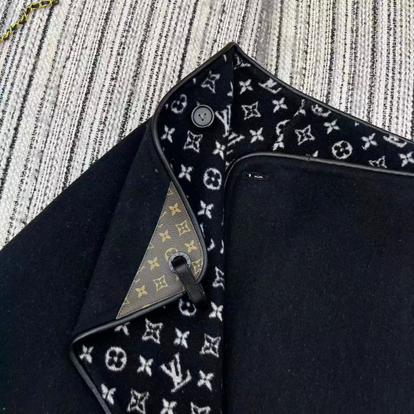 LV 25FW Double-Faced Wool Short Skirt Lambskin Edge Black 311689